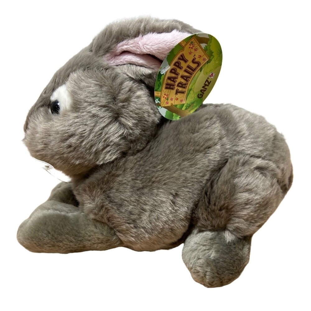 Ganz Happy Trails 9 inch Gray Bunny Rabbit Plush Stuffed Animal NWT